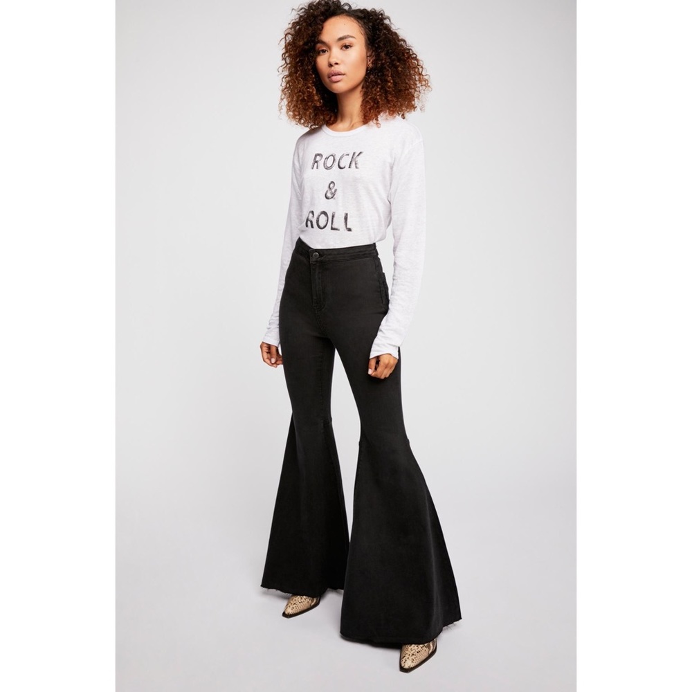 Free People Just Float On Black 70s Flare Jeans